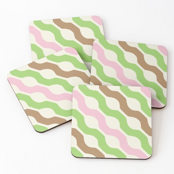 Item preview, Retro Matcha and Strawberry Wavy Ribbon Stripes designed and sold by Home Cyn Home.