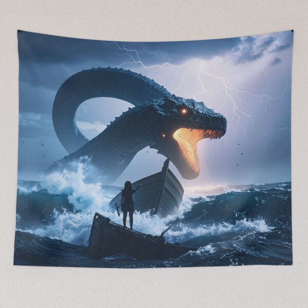 Item preview, Leviathan Sea Monster in Stormy Ocean designed and sold by Threadistiq.