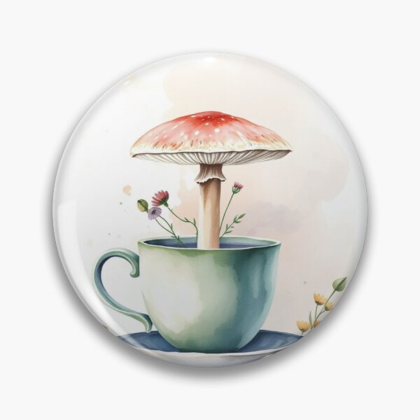 Item preview, Whimsical Watercolor Mushroom in Teacup Art designed and sold by Vida e Arte.