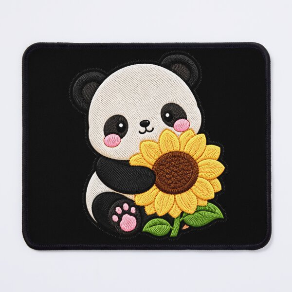 Item preview, Kawaii Panda Hugging Sunflower - Cute Panda Embroidery Patch designed and sold by ColorSplash123.