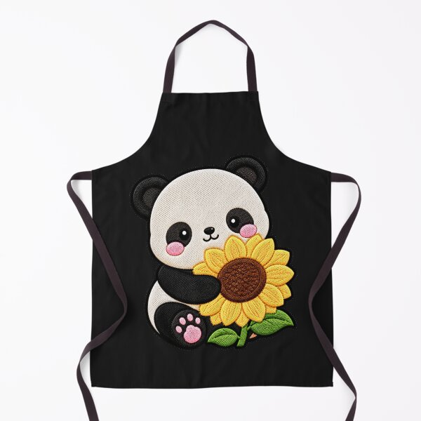 Item preview, Kawaii Panda Hugging Sunflower - Cute Panda Embroidery Patch designed and sold by ColorSplash123.
