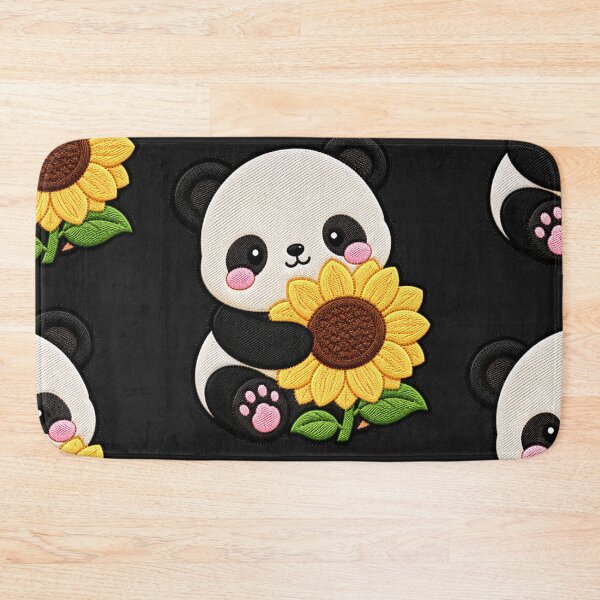 Item preview, Kawaii Panda Hugging Sunflower - Cute Panda Embroidery Patch designed and sold by ColorSplash123.