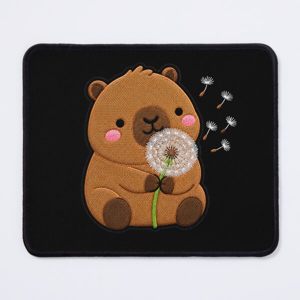 Item preview, Kawaii Capybara Holding Dandelion - Cute Capybara Embroidery Patch designed and sold by ColorSplash123.