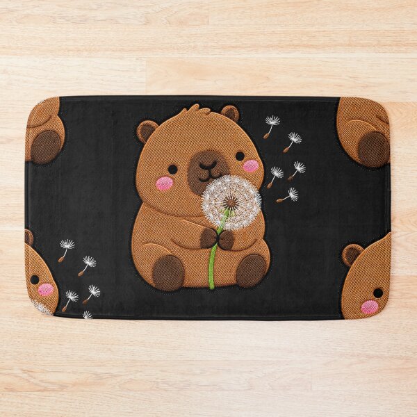 Item preview, Kawaii Capybara Holding Dandelion - Cute Capybara Embroidery Patch designed and sold by ColorSplash123.