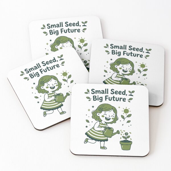 Item preview, Small Seed Big Future - Cute Girl Watering Plant Illustration designed and sold by Sekla-Studio.