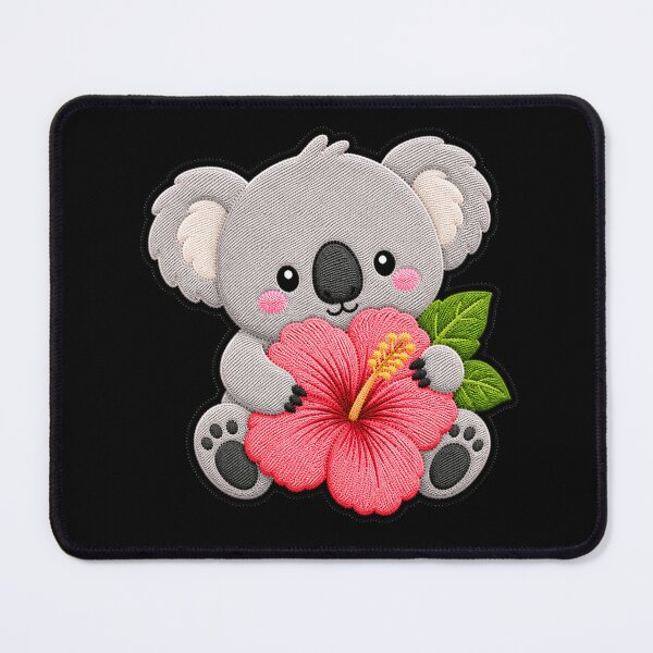 Item preview, Kawaii Koala Holding Hibiscus - Cute Koala Embroidery Patch designed and sold by ColorSplash123.