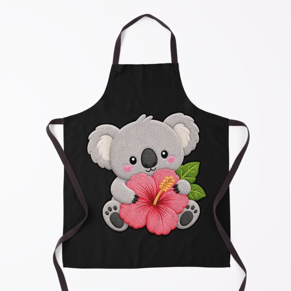 Item preview, Kawaii Koala Holding Hibiscus - Cute Koala Embroidery Patch designed and sold by ColorSplash123.