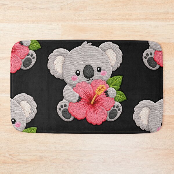 Item preview, Kawaii Koala Holding Hibiscus - Cute Koala Embroidery Patch designed and sold by ColorSplash123.