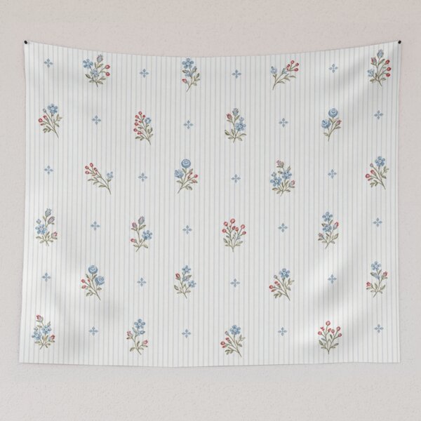 Item preview, Blue Floral Pinstripe Cottage Pattern designed and sold by Ioanna-Studio.