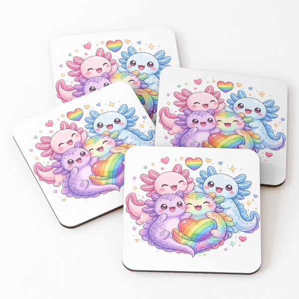 Item preview, Rainbow Axolotls – Kawaii Love, Diversity and Friendship designed and sold by Lunatik Cat.