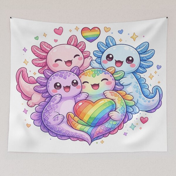 Item preview, Rainbow Axolotls – Kawaii Love, Diversity and Friendship designed and sold by Lunatik Cat.