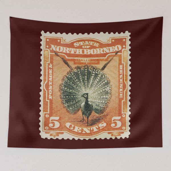 Item preview, North Borneo Peacock Stamp 1897 Vintage Colonial Postage Bird Philately Design designed and sold by Schulz Lightprint Studio.