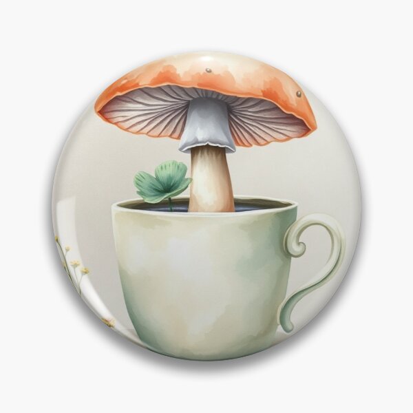 Item preview, Whimsical Watercolor Mushroom Teacup Botanical Art designed and sold by Vida e Arte.