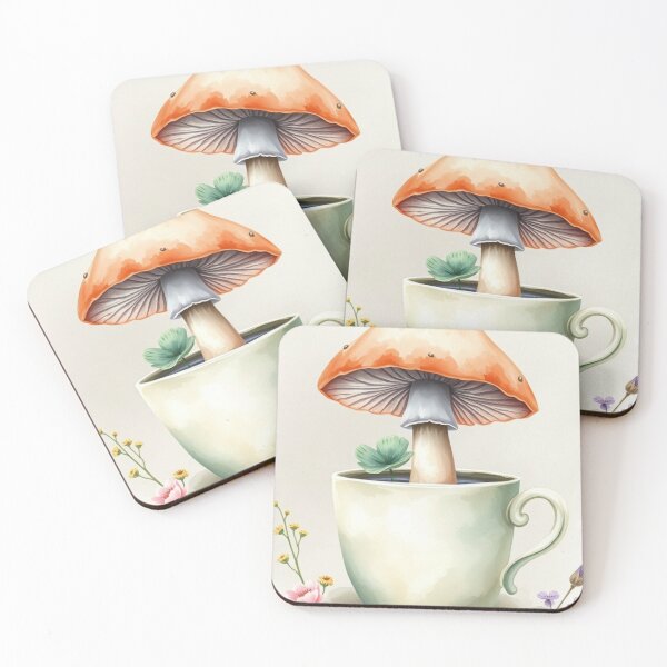 Item preview, Whimsical Watercolor Mushroom Teacup Botanical Art designed and sold by Vida e Arte.