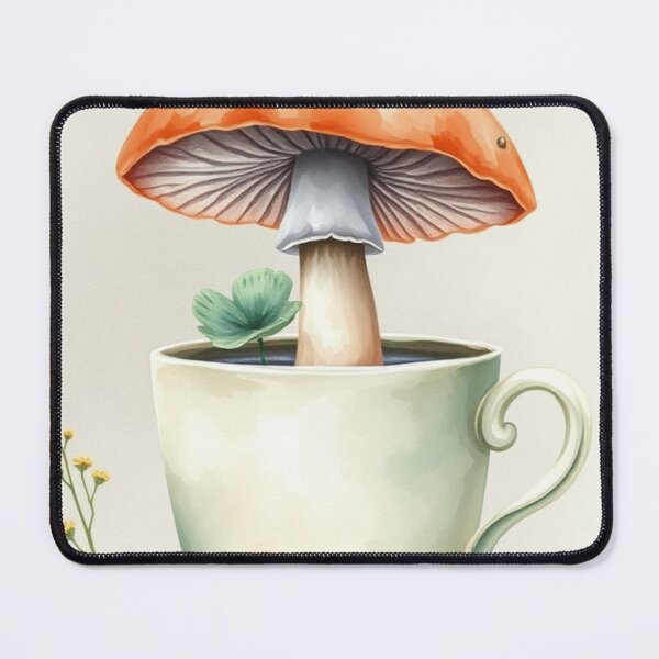 Item preview, Whimsical Watercolor Mushroom Teacup Botanical Art designed and sold by Vida e Arte.