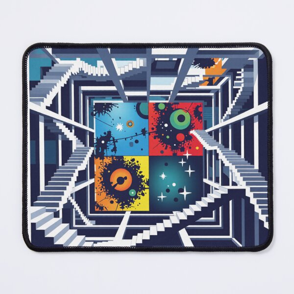 Item preview, cosmic noise labyrinth charcoal stamp colorful geometric abstract design designed and sold by SmashingDeals.