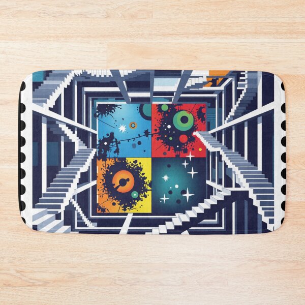 Item preview, cosmic noise labyrinth charcoal stamp colorful geometric abstract design designed and sold by SmashingDeals.