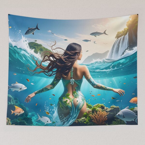 Item preview, Mermaid Ocean Fantasy Art designed and sold by Threadistiq.