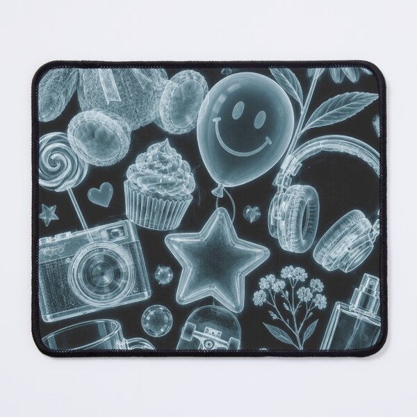 Item preview, X-ray vintage collage with teddy bear and smiley balloon designed and sold by Mauswohn.