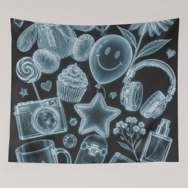 Item preview, X-ray vintage collage with teddy bear and smiley balloon designed and sold by Mauswohn.