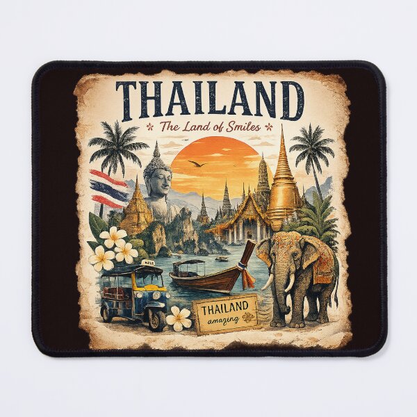 Item preview, Vintage Thailand Land of Smiles Travel Poster designed and sold by Arbacus.