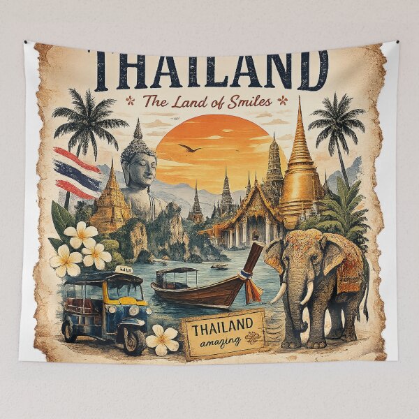 Item preview, Vintage Thailand Land of Smiles Travel Poster designed and sold by Arbacus.