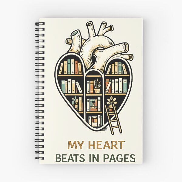 Item preview, My Heart Beats in Pages T-Shirt | Vintage Anatomical Heart Library | Book Lover Art Gift designed and sold by K Mood Studio.