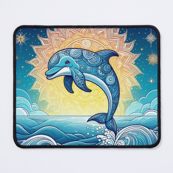 Item preview, Tribal Mandala Dolphin Golden Sun Ocean Waves Art designed and sold by Soluna Studio.