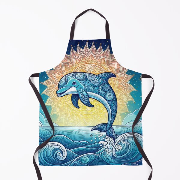 Item preview, Tribal Mandala Dolphin Golden Sun Ocean Waves Art designed and sold by Soluna Studio.