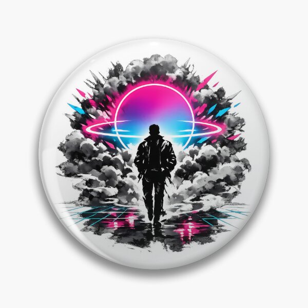 Item preview, Cool Guys Don’t Look at Explosions Synthwave Sumi-e designed and sold by KungPowUnicorn.