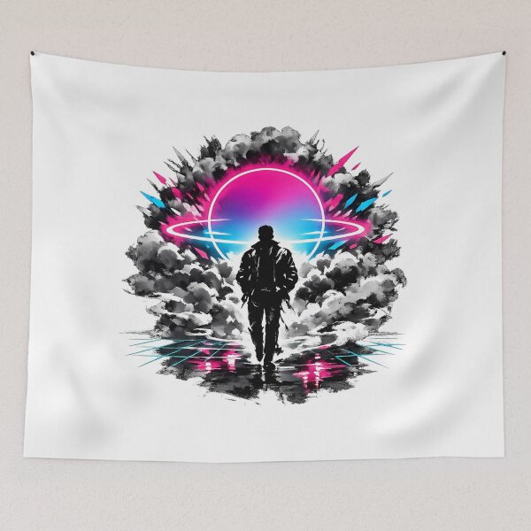 Item preview, Cool Guys Don’t Look at Explosions Synthwave Sumi-e designed and sold by KungPowUnicorn.
