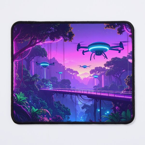 Item preview, Cyberpunk Jungle Drone Landscape designed and sold by Threadistiq.