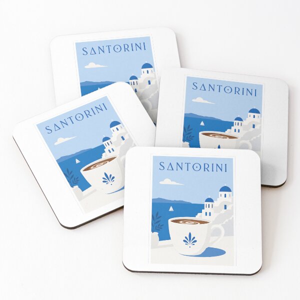 Item preview, Santorini Coffee Mediterranean Travel Poster designed and sold by Beyond Destinations.