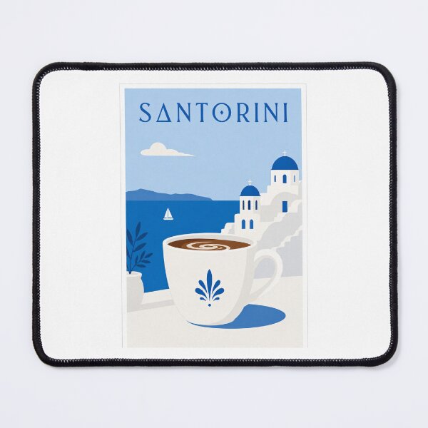 Item preview, Santorini Coffee Mediterranean Travel Poster designed and sold by Beyond Destinations.