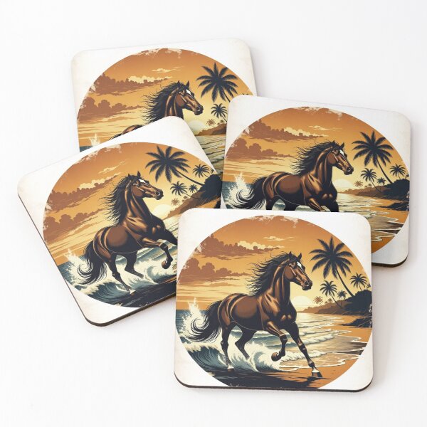 Item preview, Vintage Tropical Horse Sunset | Beach Horse Wall Art & Equestrian Design designed and sold by GalleryPeak.