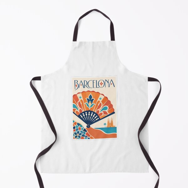 Item preview, Vintage Barcelona Spain Travel Fan Poster designed and sold by Beyond Destinations.