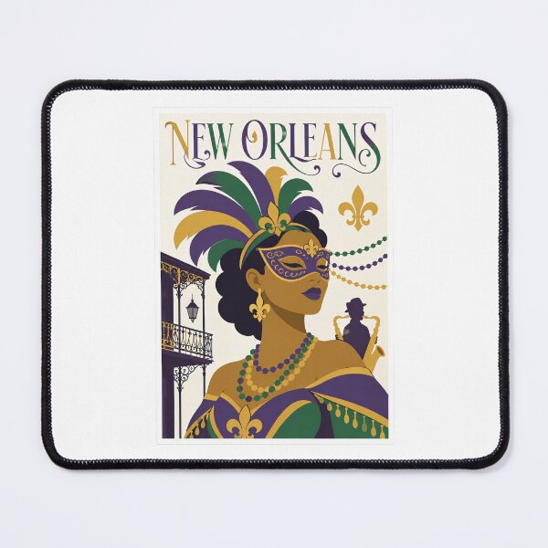 Item preview, Vintage New Orleans Mardi Gras Travel Poster designed and sold by Beyond Destinations.