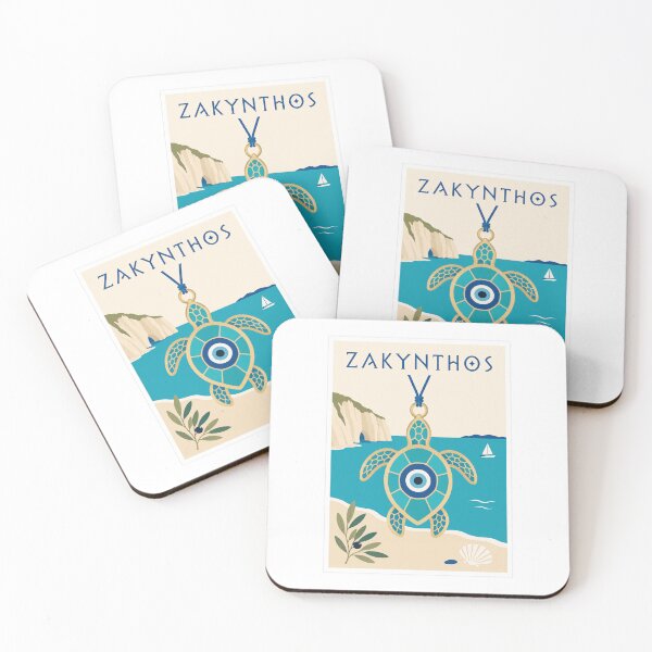 Item preview, Vintage Zakynthos Greece Evil Eye Turtle Poster designed and sold by Beyond Destinations.