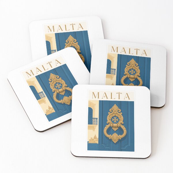 Item preview, Vintage Malta Travel Blue Door Knocker Poster designed and sold by Beyond Destinations.