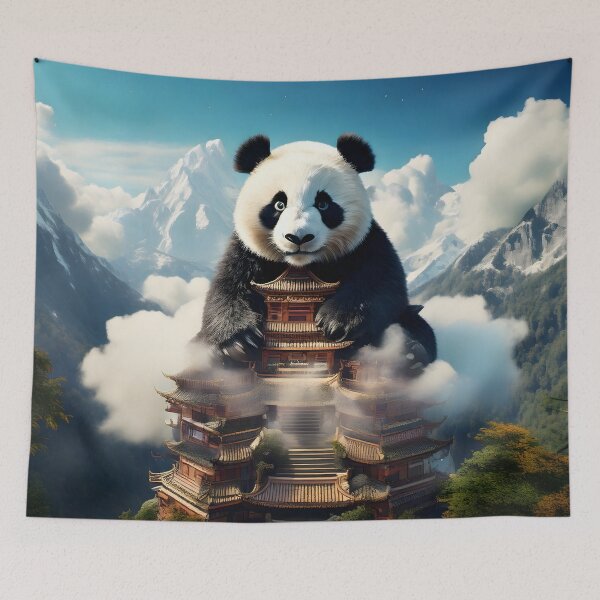 Item preview, Giant Panda Temple Fantasy Art designed and sold by Threadistiq.