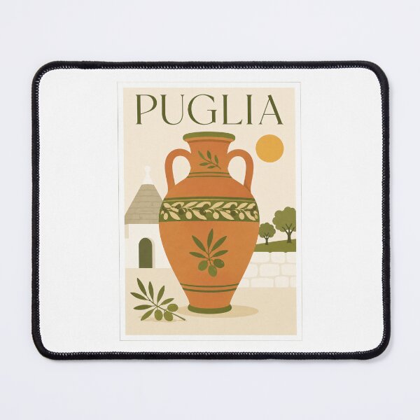 Item preview, Vintage Puglia Italy Travel Olive Amphora Poster designed and sold by Beyond Destinations.