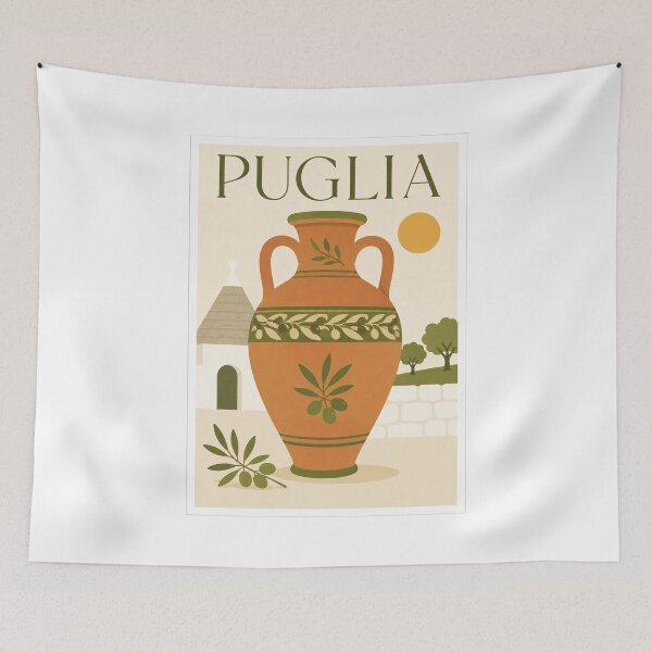 Item preview, Vintage Puglia Italy Travel Olive Amphora Poster designed and sold by Beyond Destinations.