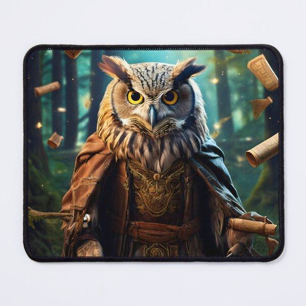 Item preview, Fantasy Owl Wizard Art designed and sold by Threadistiq.