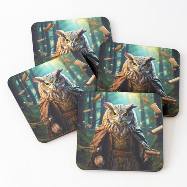 Item preview, Fantasy Owl Wizard Art designed and sold by Threadistiq.