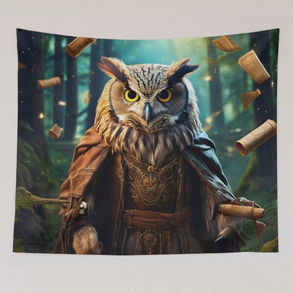Item preview, Fantasy Owl Wizard Art designed and sold by Threadistiq.