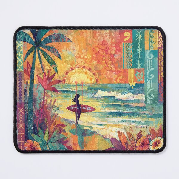 Item preview, Boho Tropical Paradise: Textured Abstract Surfer Girl Print designed and sold by sunnthreads.