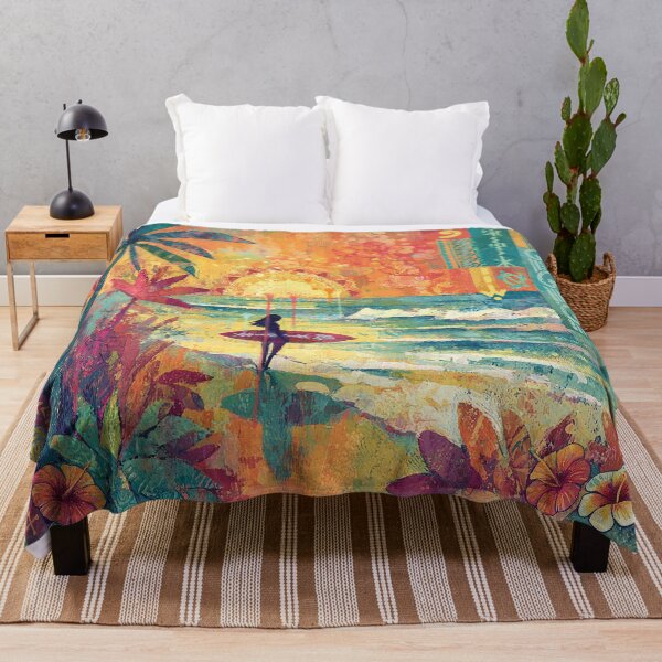 Item preview, Boho Tropical Paradise: Textured Abstract Surfer Girl Print designed and sold by sunnthreads.