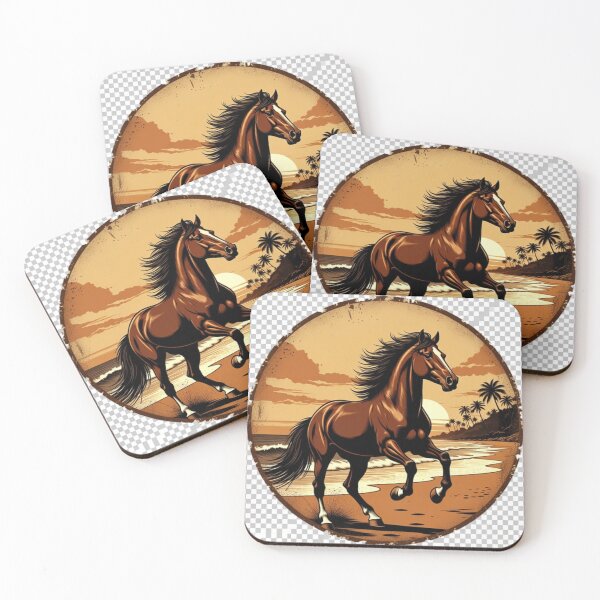 Item preview, Vintage Tropical Horse Beach Art | Coastal Equestrian Sunset Design designed and sold by GalleryPeak.