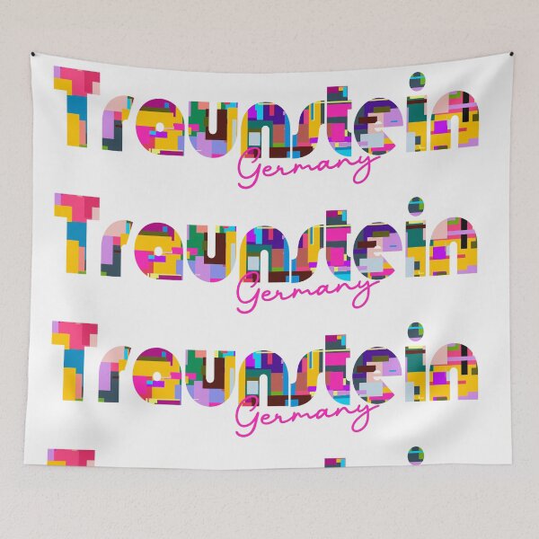 Item preview, Traunstein, Germany, Vibrant Abstract City Typography Art designed and sold by Wanderful-roads.