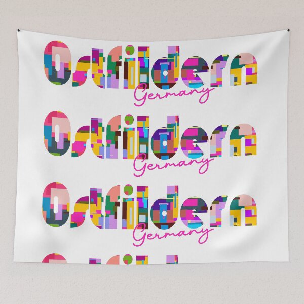 Item preview, Ostfildern, Germany, Vibrant Abstract City Typography Art designed and sold by Wanderful-roads.